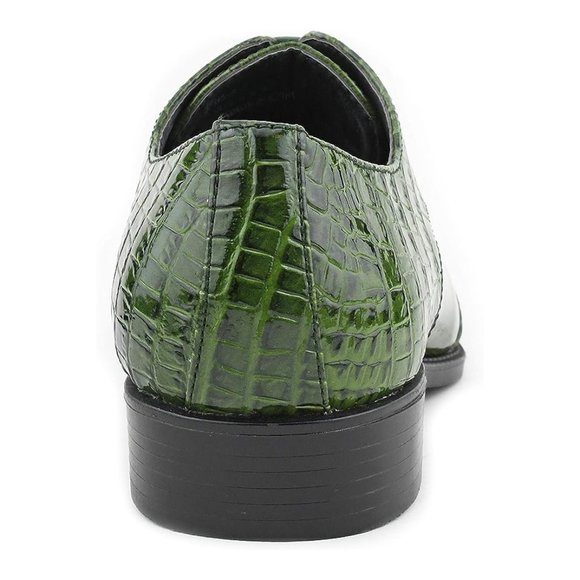 Bashwodo Handmade Green Embossed Leather Oxford Shoes main image 4